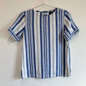 APC Short Sleeves striped crew neck cotton blouse size 38